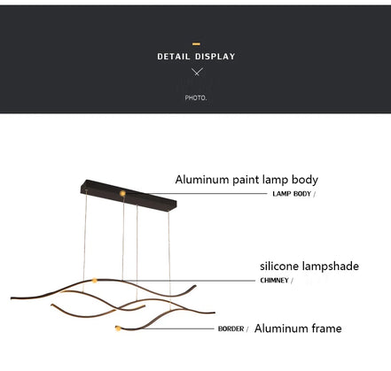 Modern Minimalist Led Chandelier Creative Personality Dining Room Bar Pendant Light Lighting Kitchen Hanging Lamp Lustre Fixture