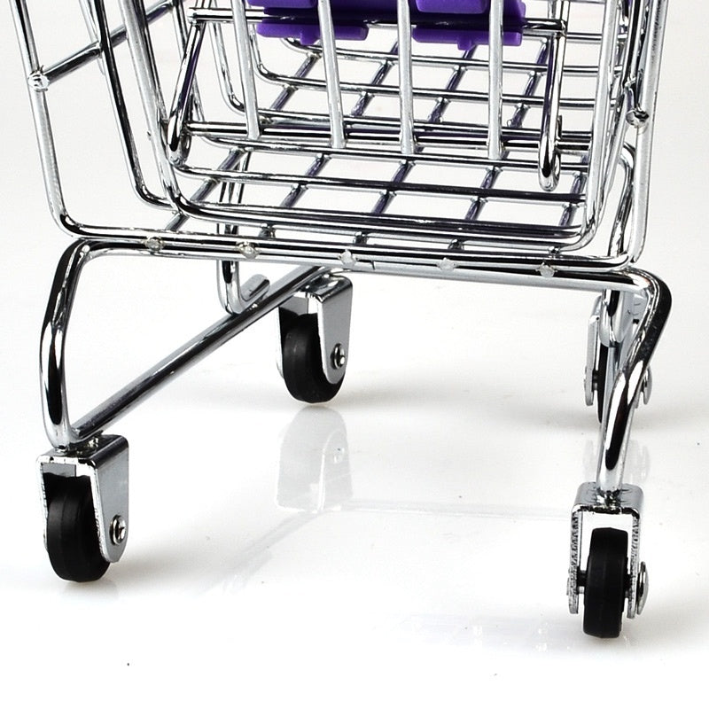 1:48 Mini Supermarket Shopping Trolley Cart Desktop Model Children's Toys Home Decoration Miniature