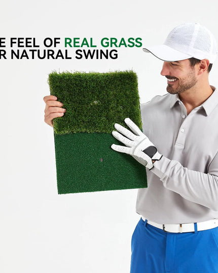 Golf Hitting Mat Artificial Turf Golf Practice Mat with Tee Hole Portable for Training Swing & Chipping in Backyard, Garage, Bas