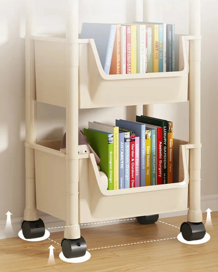 Children's Bookcases Rack Cart Home Toy Storage Reading Shelves Furniture With Wheels Removable Small Bookshelves With Wheels