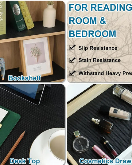 1PC Kitchen Shelf Liner - Non-Slip Waterproof Drawer Mat, Washable Oilproof Cabinet Pad, Non-Adhesive Black