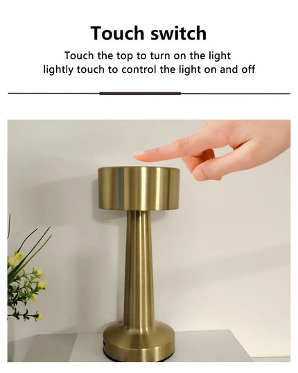 Rechargeable Led Table Lamp Retro Night Light Desk Bar Coffee Dining Room Home Decor Wireless 3 Colors Dimmable Touch Switch