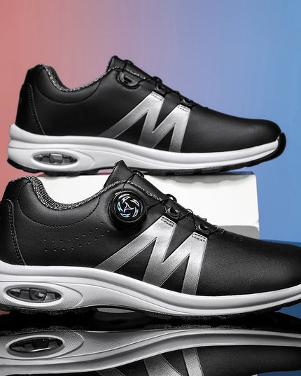 Golf Shoes Air Cushion Men Sports Running Driving Shoes Breathable Lightweight Comfortable Athletic Nonskid Rotating Sneakers