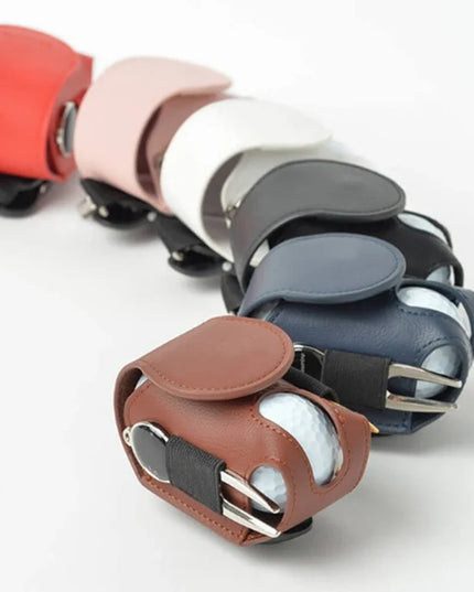 1PC Golf Ball Bags Mini Ball Storage Bags PU Leather Hang On Waist Golf Ball Bag Pouch With Metal Buckle Golf Belt Ball Bags