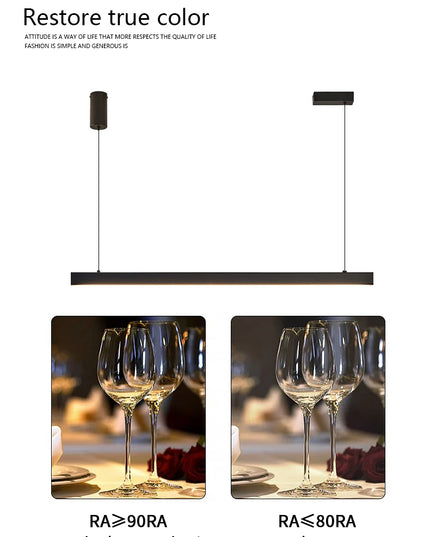 Modern LED linear chandelier for dining room office white bar pendant lights kitchen island lighting black minimalist lamp