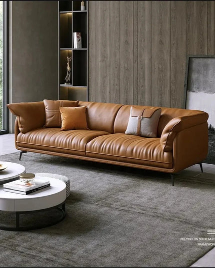Modern Minimalist Living Room Leather Sofa  Apartment Furniture Set Combination Wtih Customzied Color