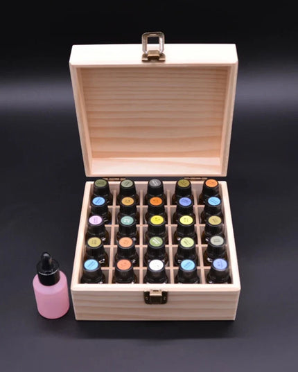 Essential Oil Wooden Storage Box 12/25 Slots Carry Organizer Essential Oil Bottles Aromatherapy Container Storage Box Case