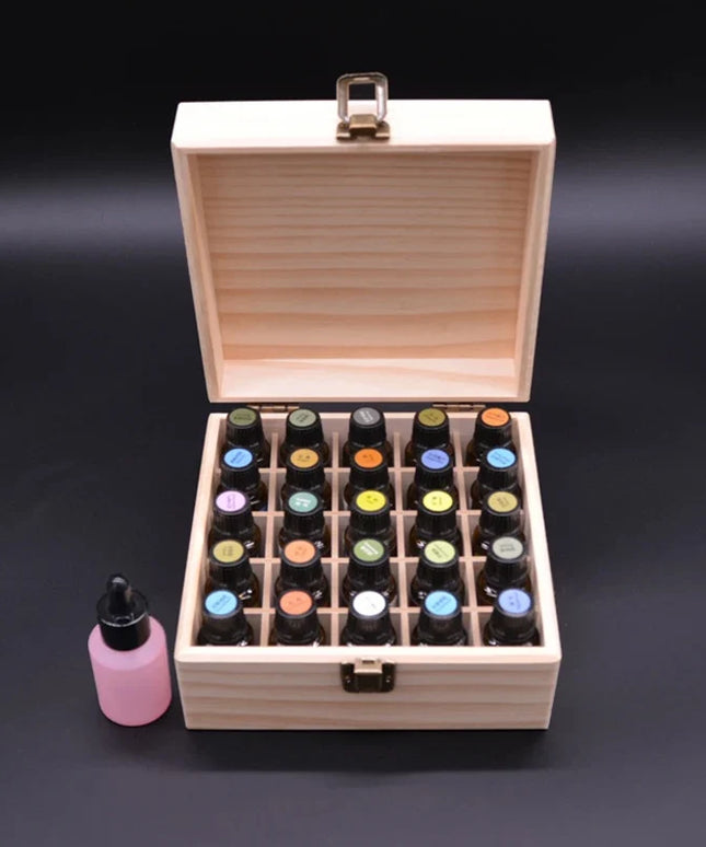 Essential Oil Wooden Storage Box 12/25 Slots Carry Organizer Essential Oil Bottles Aromatherapy Container Storage Box Case