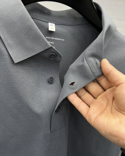 Top Brand Quality Mesh Fabric Sports Polo Shirt -Men's Wrinkle-resistant Breathable Ultra-stretch Golf Shirt Top and Tees