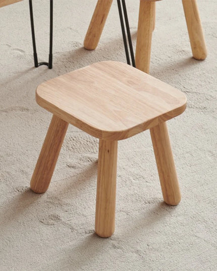 1pc All Solid Wood Shoe Changing Stool, Small Walnut Color Stool For Living Room, Entrance, Bathroom, Bedroom, Kitchen