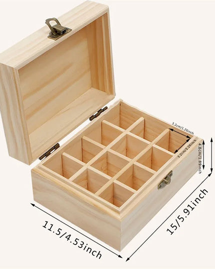 Essential Oil Wooden Storage Box 12/25 Slots Carry Organizer Essential Oil Bottles Aromatherapy Container Storage Box Case