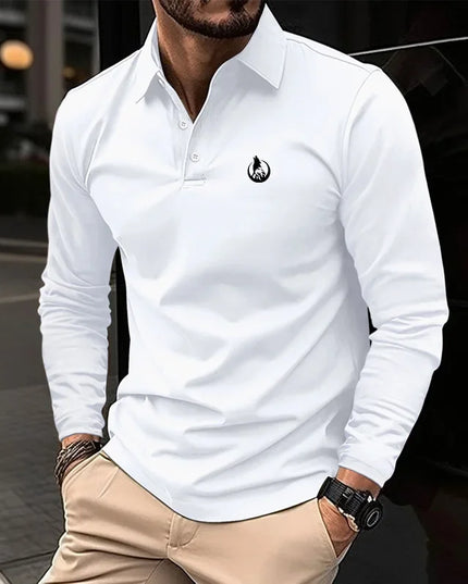 Men's golf shirt, casual work, lapel, long-sleeved, modern basic button, flat, spring and autumn regular, suitable for men's gol
