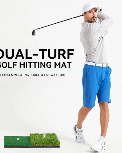 Golf Hitting Mat Artificial Turf Golf Practice Mat with Tee Hole Portable for Training Swing & Chipping in Backyard, Garage, Bas