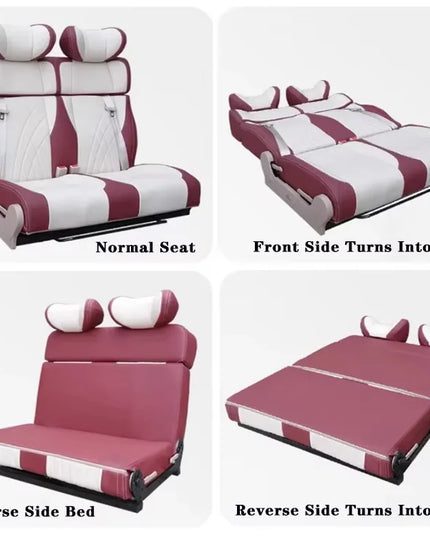 3-Person Trifold Folding Seat Beds PU Leather Modified Car Seats for Van Seats Benches Accessoires