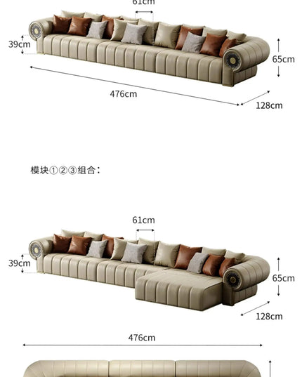 Italian Leather Living Room Sofas Minimalist Luxury Modern Design Sofa Multifunctional Elegant Meuble De Salon Home Furniture