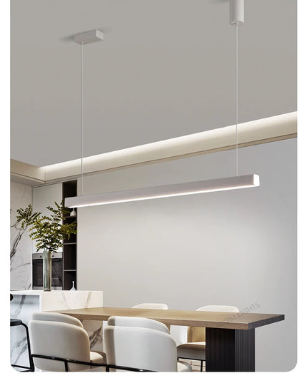 Modern LED linear chandelier for dining room office white bar pendant lights kitchen island lighting black minimalist lamp