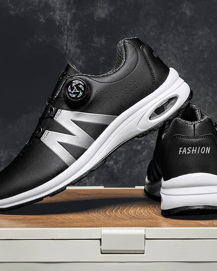 Golf Shoes Air Cushion Men Sports Running Driving Shoes Breathable Lightweight Comfortable Athletic Nonskid Rotating Sneakers