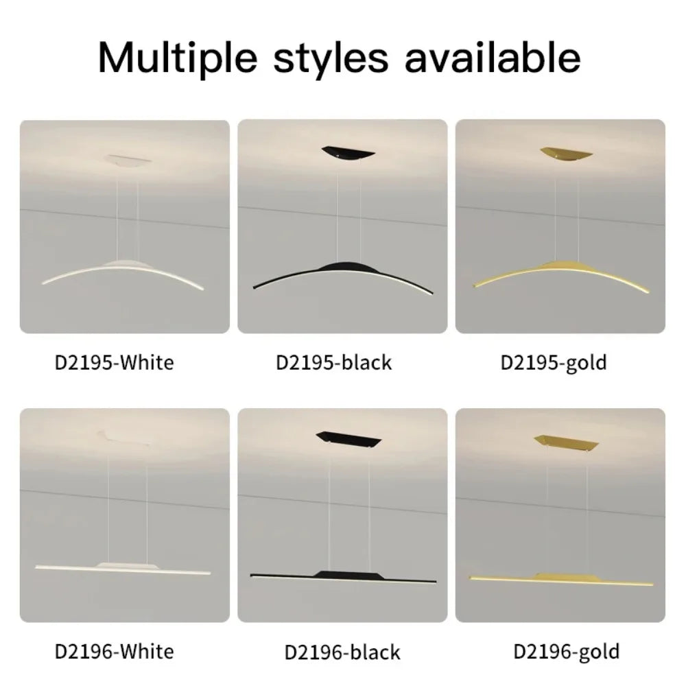 Modern LED Chandelier for Dining Room Kitchen Bar Living Bedroom Ceiling Pendant Lamp Black Simple Design Chandelier Light