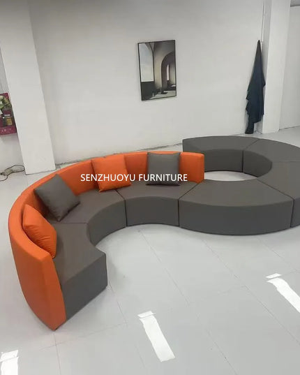 Modern S-Shape Sectional Sofa Set for Home Office for Hotels Public Areas Restaurants Durable PU Leather Cover