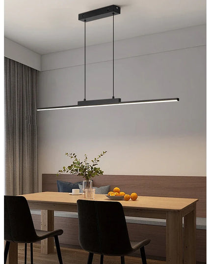 Modern LED Chandelier Featuring Minimalist Linear Panel Design 80/100cm Textured Pendant Light For Dining Rooms Bedrooms  Studie