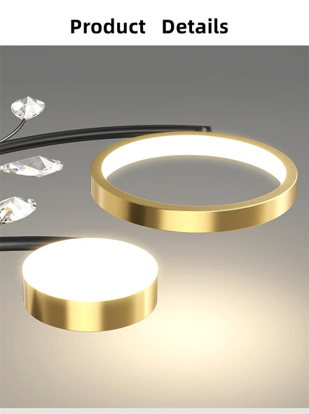 Modern Led Chandelier Gold Aluminum Luxury Pendant Lights For Living Room Bedroom Study Room K9 Crystal Decorative Lamps 90-260V