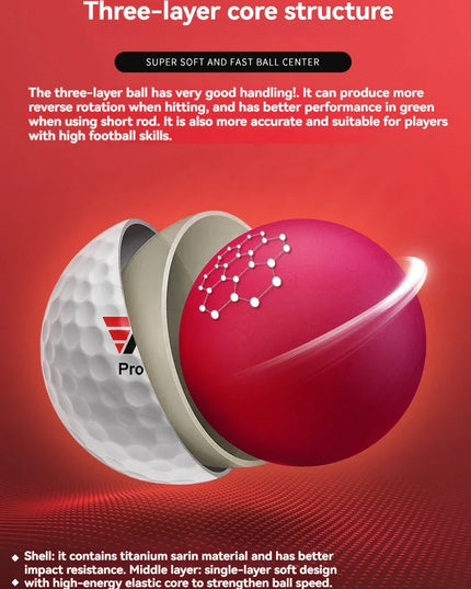 PGM Official 3-Layer Premium Golf Balls Practice Compet Performance Training for Distance Straight Shots Golf Design for Sports