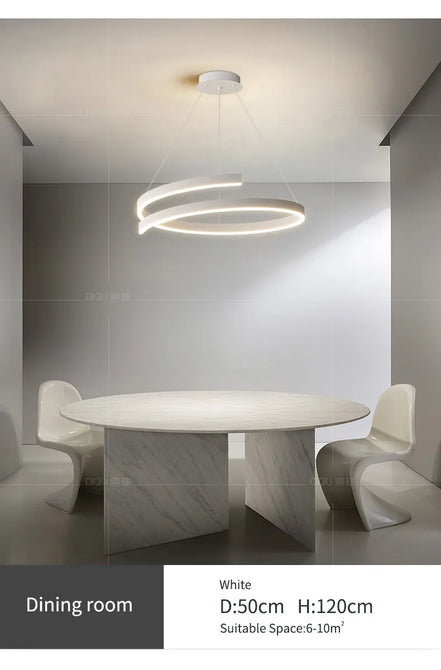 Modern LED spiral chandelier is suitable for living room dining room bedroom study villa home decoration lighting room decoratio