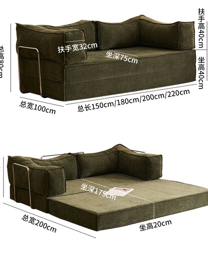 Folding Dual-use Modular Compression Sofa Bed Living Room Bedroom Home Lazy Pudding Retro Style Tatami Sofa