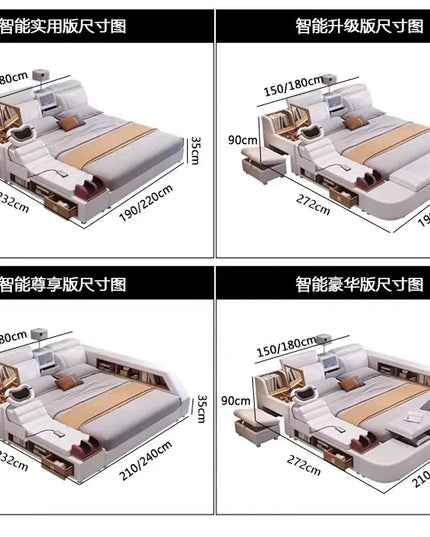 Comforter Mattresses Double Bed Luxury Organizer Bedframe Headboards Double Bed Bedroom Smart Camas De Dormitorio Furniture Home