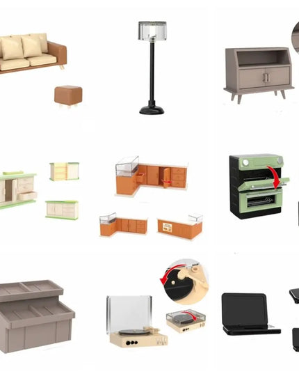 1:12 Dollhouse Miniature Furniture Accessories Sofa Floor Lamp Shelf Kettle Doll House Bedroom Kitchen Furniture Model