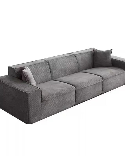 Compressed fabric sofa corduroy small unit straight row full sponge sofa without skeleton tofu block sofa