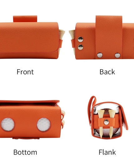 Golf Pouch Bags Travel Case Golf Ball Bag Portable Waist Storage Bag PU Leather For 2Pcs Golf Balls Holds  And 4 Golf Tees Bag