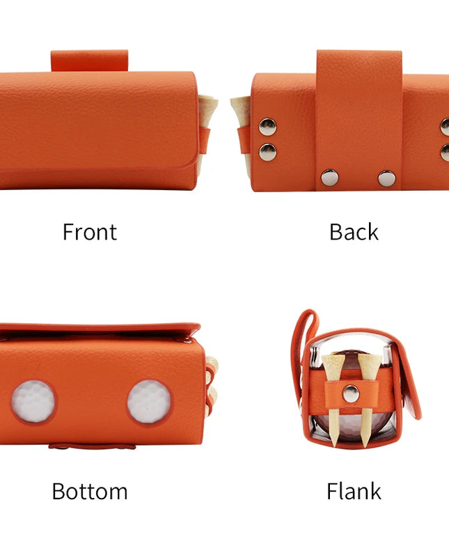 Golf Pouch Bags Travel Case Golf Ball Bag Portable Waist Storage Bag PU Leather For 2Pcs Golf Balls Holds  And 4 Golf Tees Bag
