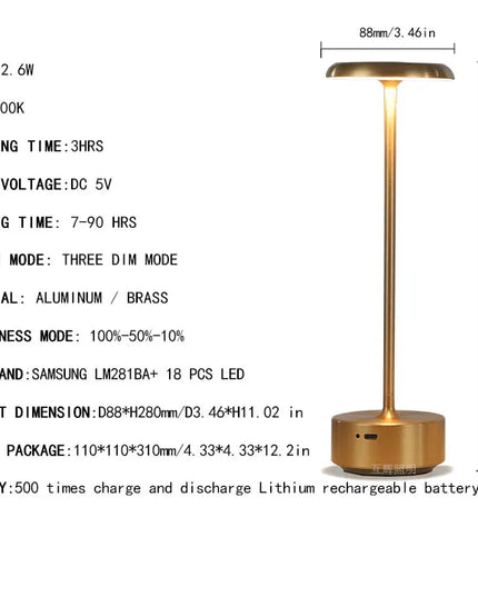 Rechargeable table lamp with warm atmosphere Bar Cafe Restaurant Modern simple decoration LED night light