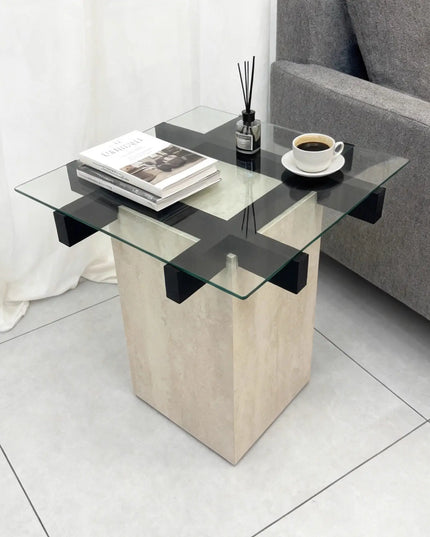 Retro round hole stone edge few living room sofa simple small coffee table