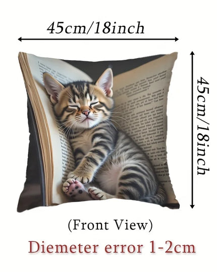 Creative Sleep Cat Fashion Design Printed Pillowcase Single Sided Comfortable Indoor Sofa Home Cushion Pillow Set Accessories
