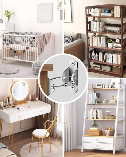 6 Sets Furniture Anchors Anti Tip Furniture Anchors for Baby Proofing, Safety Anchor Furniture Fasteners to Wall