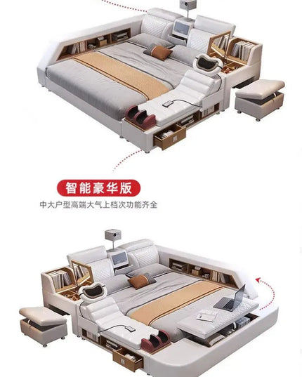 Comforter Mattresses Double Bed Luxury Organizer Bedframe Headboards Double Bed Bedroom Smart Camas De Dormitorio Furniture Home