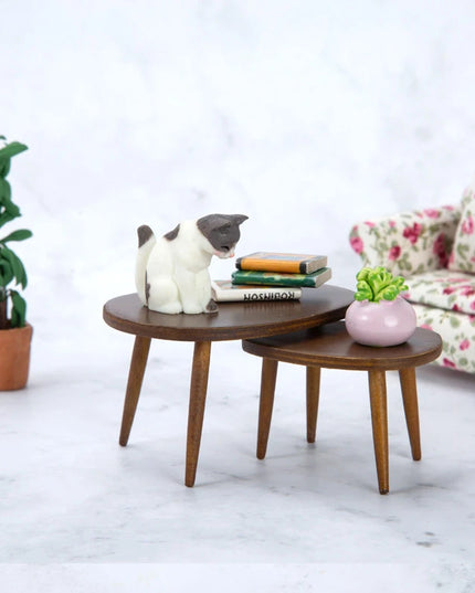 1 Set 1:12 Dollhouse Miniature Wooden Furniture Triangle Coffee Table Computer Desk Tea Model Living Room Home Decor Toy