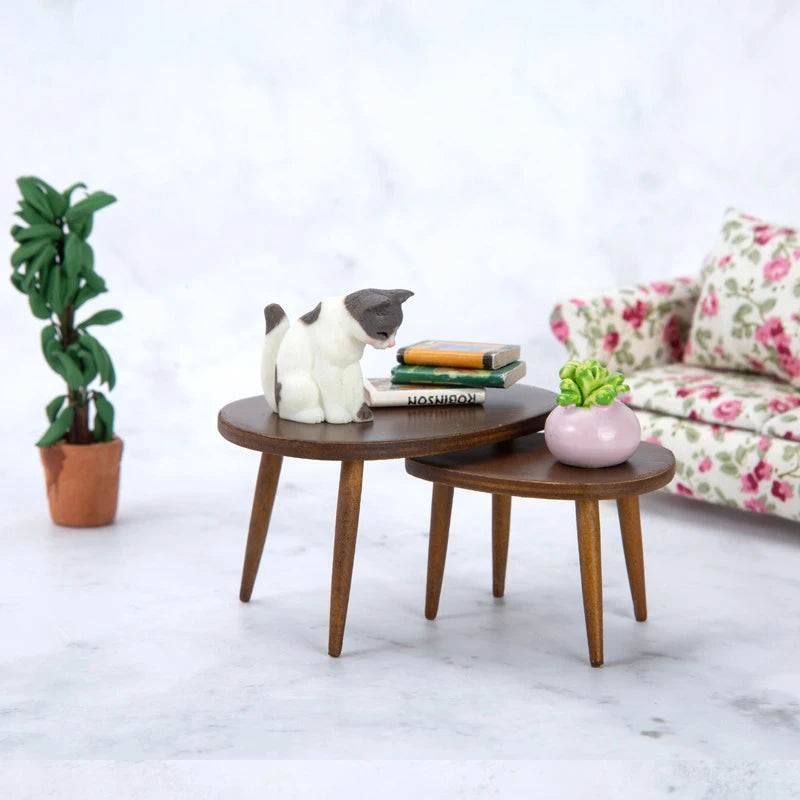 1 Set 1:12 Dollhouse Miniature Wooden Furniture Triangle Coffee Table Computer Desk Tea Model Living Room Home Decor Toy