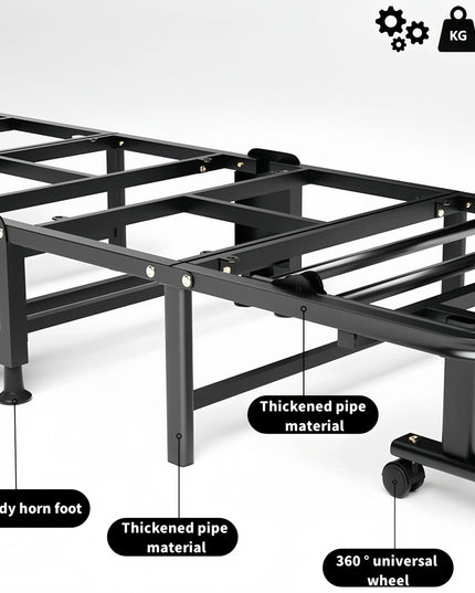 1 Dust Cover for a Folding Bed or 1 Folding Bed, Multifunctional Tech Fabric with High-Density Foam Mattress, Compact Storage Space, Single Bed, Folds into a Quarter, Easy to Assemble, with Wheels, Lightweight, Portable Iron