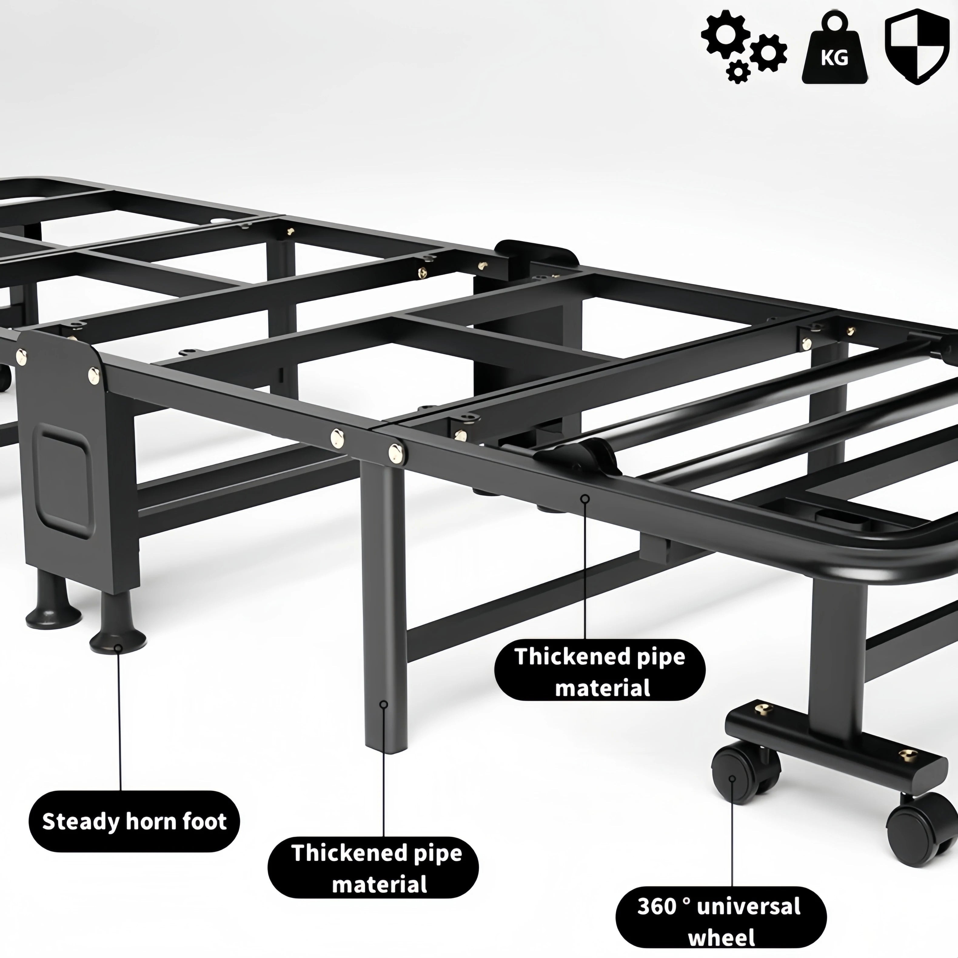 1 Dust Cover for a Folding Bed or 1 Folding Bed, Multifunctional Tech Fabric with High-Density Foam Mattress, Compact Storage Space, Single Bed, Folds into a Quarter, Easy to Assemble, with Wheels, Lightweight, Portable Iron