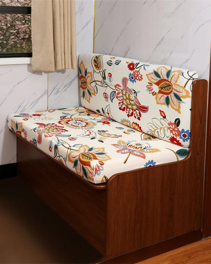 2pcs/set Flowers Printed RV Dinette Cushions Covers Elastic Spandex Sofa Cover Outdoor Camper Car Bench Protector Cover Home