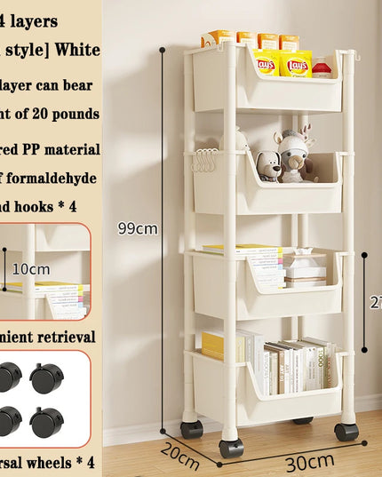 Children's Bookcases Rack Cart Home Toy Storage Reading Shelves Furniture With Wheels Removable Small Bookshelves With Wheels