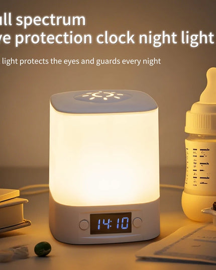 LED Night Lamp Rechargeable Table Lamp Clock Display Soft Sleeping Lamp Touch Switch Bedside Lamp for Bedroom Decor