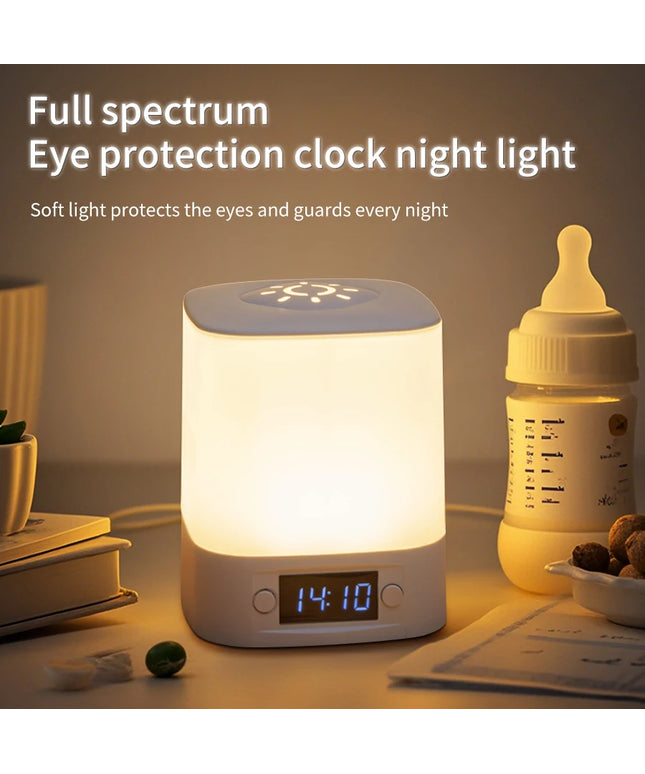 LED Night Lamp Rechargeable Table Lamp Clock Display Soft Sleeping Lamp Touch Switch Bedside Lamp for Bedroom Decor