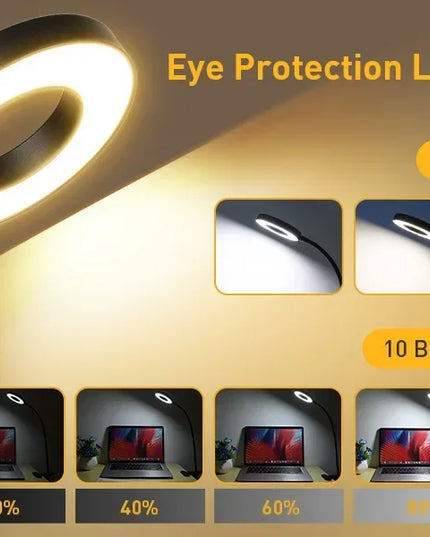 Led Table Lamp USB Rechargeable Night Light With Folding Clamp Study Stand Read Lamp Touch 3 Modes Dimming Eye Protection Light