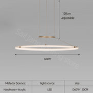 Modern Round Restaurant Chandelier Lighting LED Used For Kitchen Living Room Decoration Hanging Ring Dining Room Table Lamps