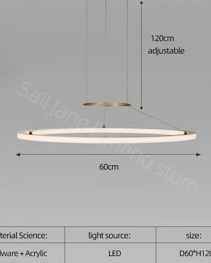 Modern Round Restaurant Chandelier Lighting LED Used For Kitchen Living Room Decoration Hanging Ring Dining Room Table Lamps