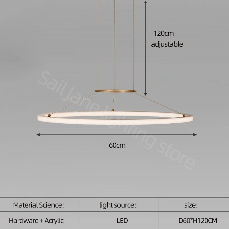 Modern Round Restaurant Chandelier Lighting LED Used For Kitchen Living Room Decoration Hanging Ring Dining Room Table Lamps